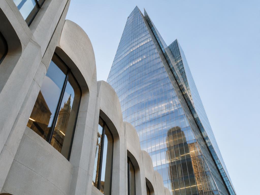 Modern glass and stone architecture in London
